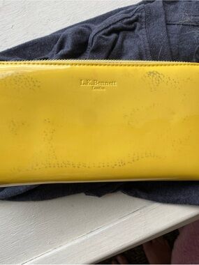 LK Bennett Yellow Patent Leather Zip Around Wallet Cardholder